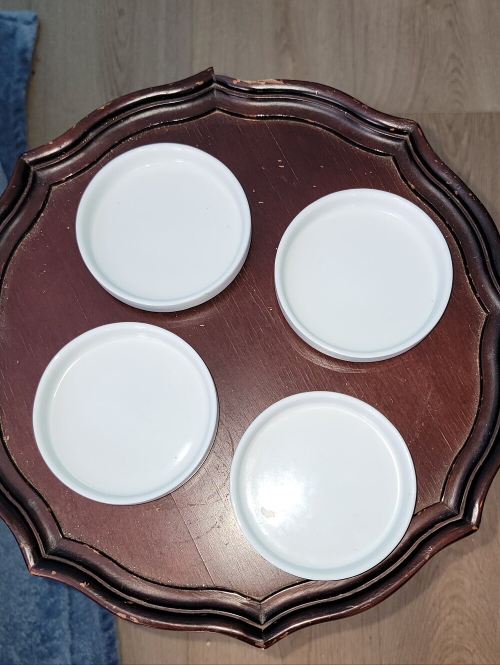 4 Xcell White Porcelain Dipping Saucers Set Serving Dining Dishes Coasters Lot
